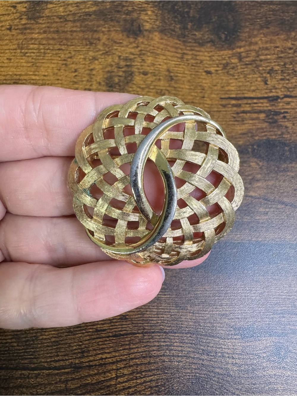 Trifari Vintage Gold Tone Woven Knot Brooch